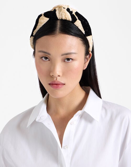 la doublej Love Knot Headband Lunaria Light Pink in Crushed Velvet