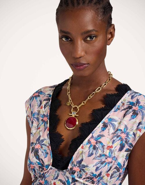 La Doublej Luna Dress Mini Tropicana Mauve In Crepe Marocain