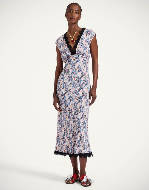 la doublej Luna Dress Mini Tropicana Mauve in Crepe Marocain