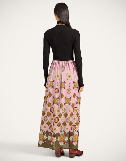 La Doublej Lunaria Foulard Dress Nucleus Black In Knit Hybrid