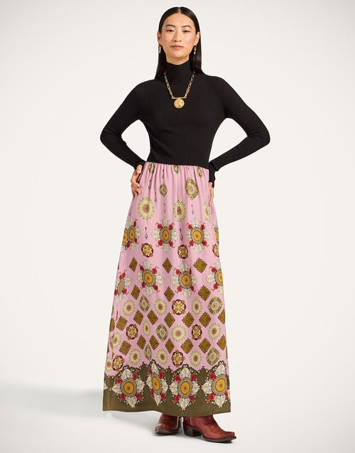 La Doublej Lunaria Foulard Dress Nucleus Black In Knit Hybrid