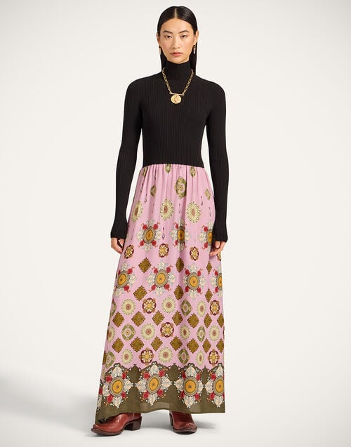 la doublej Lunaria Foulard Dress Nucleus Black in Knit Hybrid