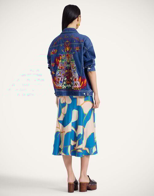 La Doublej Lungomare Skirt Dea Dahlia Blue Petrol In Silk Twill