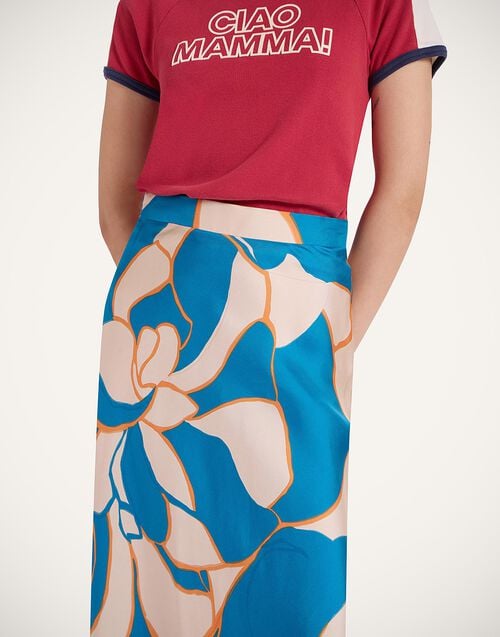 La Doublej Lungomare Skirt Dea Dahlia Blue Petrol In Silk Twill