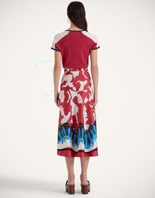 La Doublej Lungomare Skirt Mamma Placée Red In Silk Twill