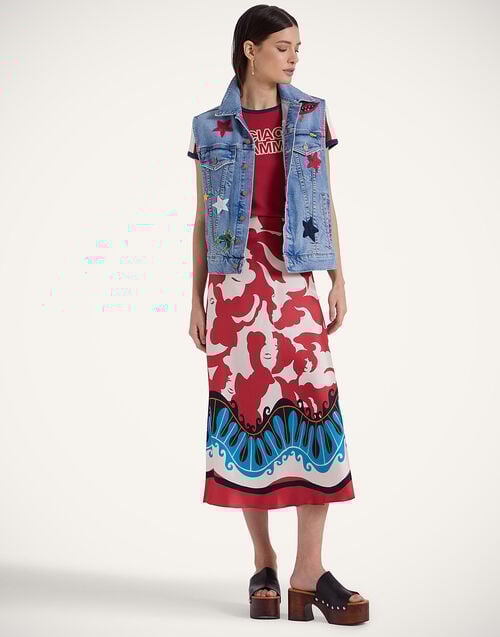 La Doublej Lungomare Skirt Mamma Placée Red In Silk Twill