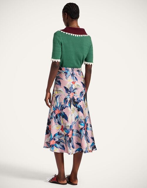 La Doublej Lungomare Skirt Maxi Tropicana Mauve In Silk Twill