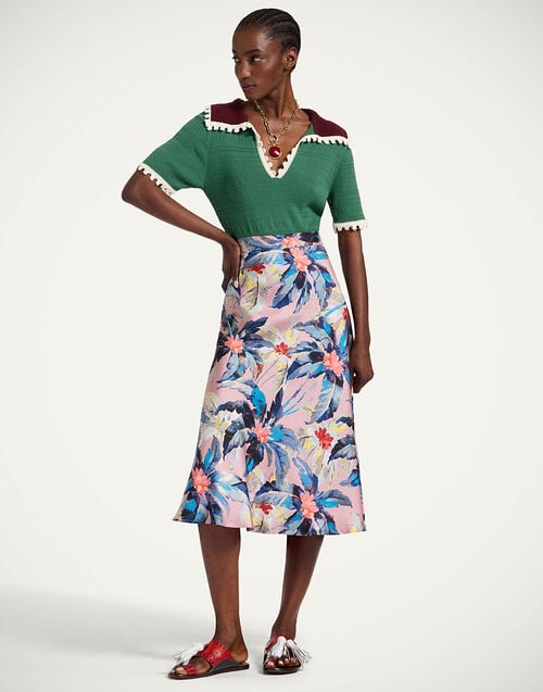 La Doublej Lungomare Skirt Maxi Tropicana Mauve In Silk Twill