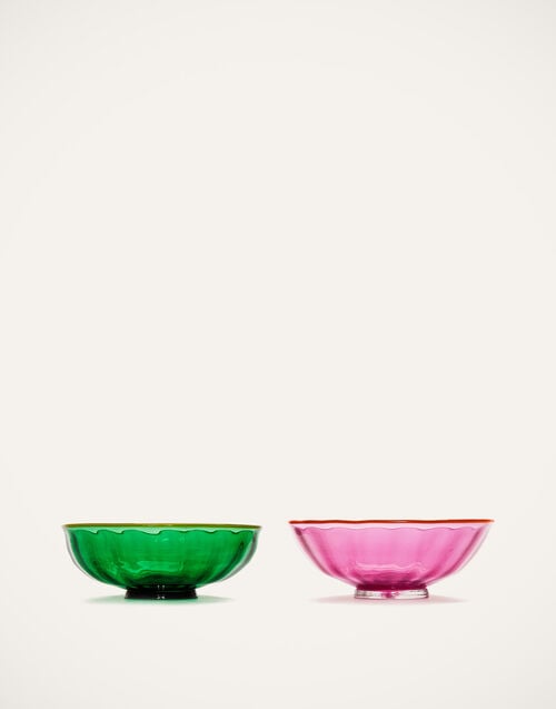 La Doublej Luxury Nut Bowl Set Of 2 Verde/Rosa In Glass