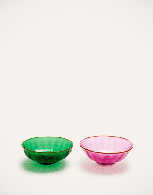 la doublej Luxury Nut Bowl Set of 2 Verde/Rosa in Glass