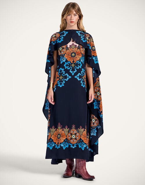 la doublej Magic Dress Bounty Placée Orange in Crepe De Chine