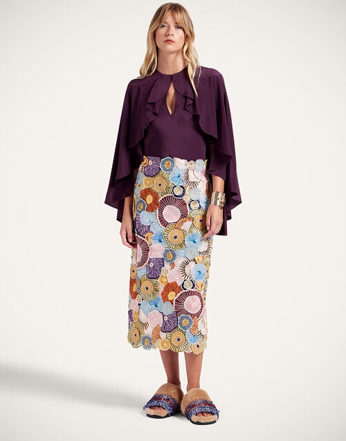 La Doublej Magic Top Solid Burgundy In Crepe De Chine