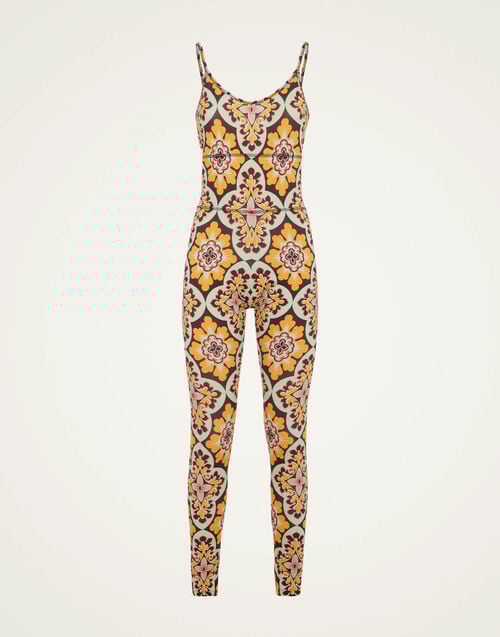 La Doublej Magica Catsuit Palazzo Yellow In Jersey Stretch