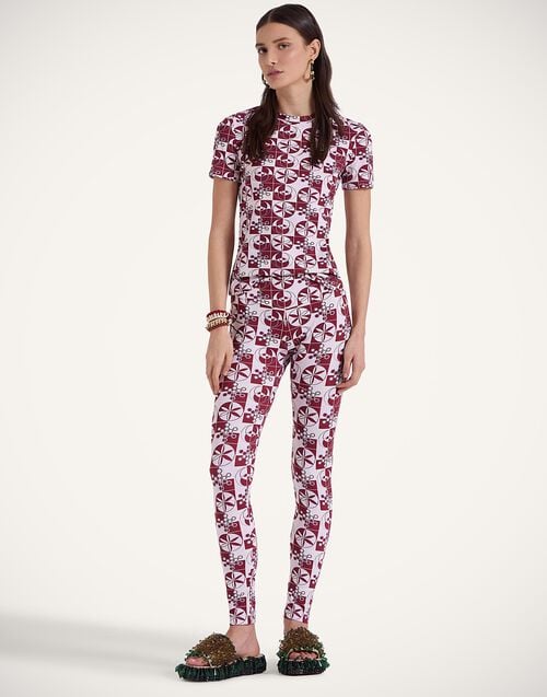 la doublej Magica Leggings Eclipse Burgundy in Jersey Stretch