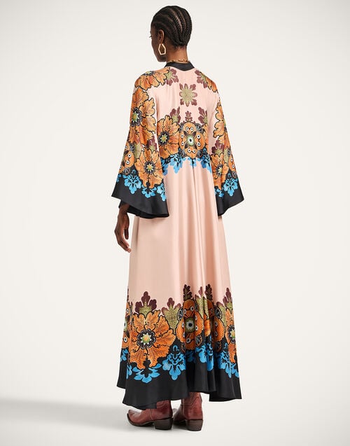 La Doublej Magnifico Dress Bounty Placée Orange In Silk Twill