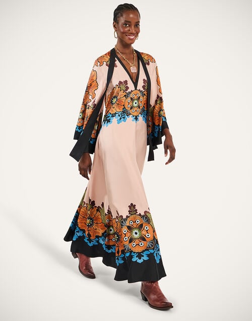 La Doublej Magnifico Dress Bounty Placée Orange In Silk Twill