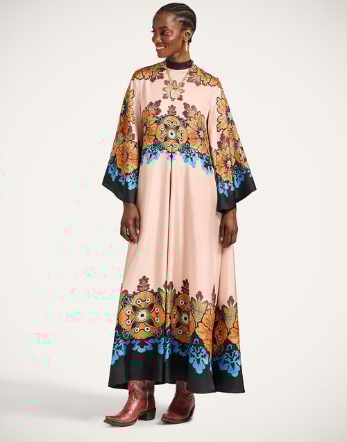 la doublej Magnifico Dress Bounty Placée Orange in Silk Twill