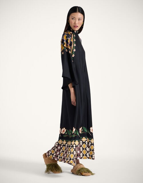 La Doublej Magnifico Dress Dazed Placée Black In Silk Twill