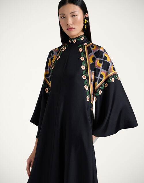 La Doublej Magnifico Dress Dazed Placée Black In Silk Twill