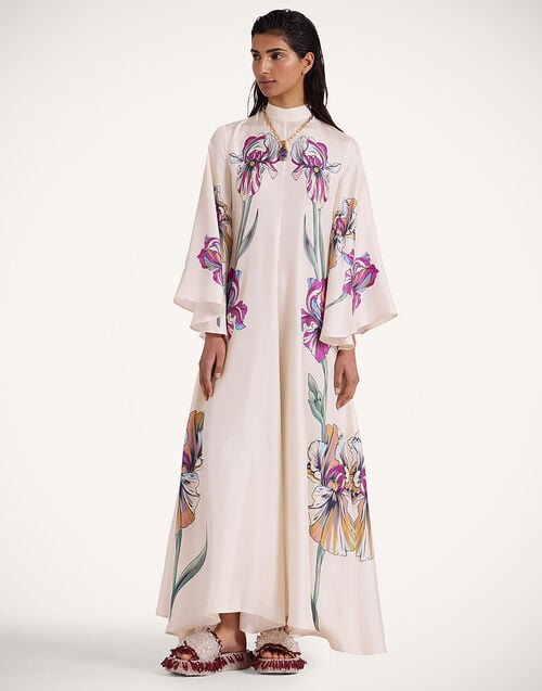 La Doublej Magnifico Dress Iris Placée Ivory In Silk Twill