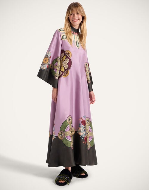 la doublej Magnifico Dress Nucleus Placée Dusty Pink in Silk Twill