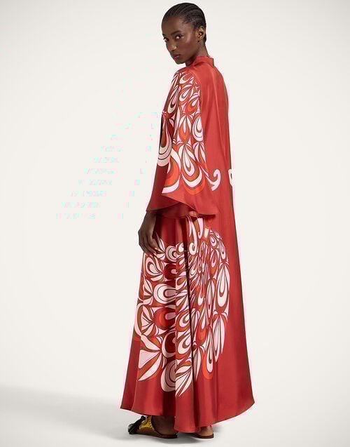 La Doublej Magnifico Dress Phoenix Placée Burgundy In Silk Twill