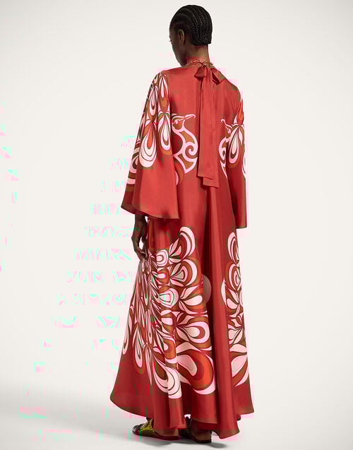 La Doublej Magnifico Dress Phoenix Placée Burgundy In Silk Twill