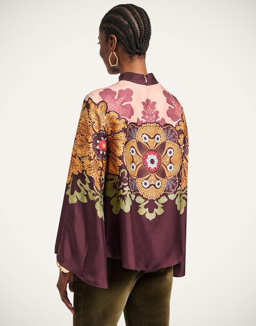 La Doublej Make An Exit Top Bounty Placée Burgundy In Peachy Silk