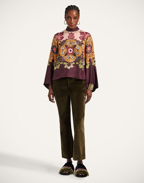 La Doublej Make An Exit Top Bounty Placée Burgundy In Peachy Silk