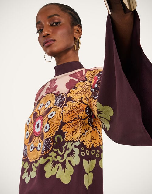 La Doublej Make An Exit Top Bounty Placée Burgundy In Peachy Silk