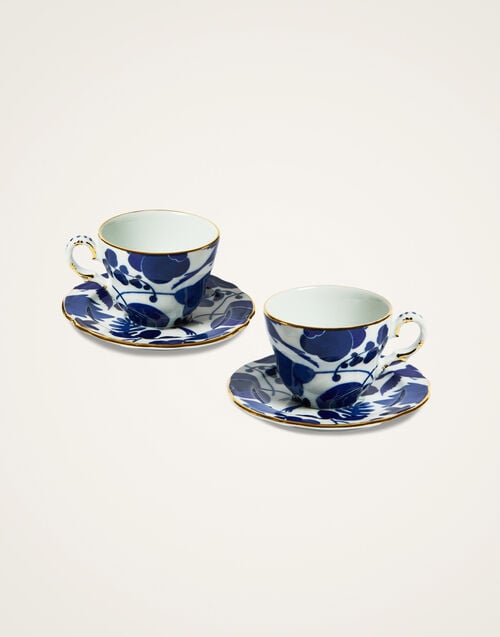 la doublej Mama Tea Cup Set Of 2 Wildbird Blue in Porcelain