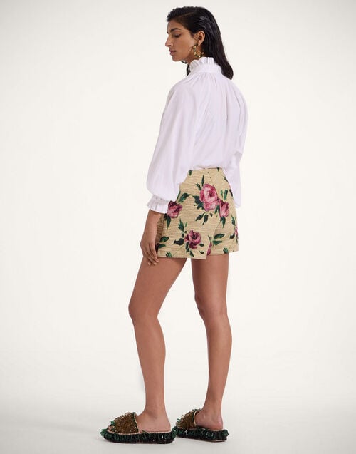 La Doublej Margarita Shorts Roses Light Beige In Tweed