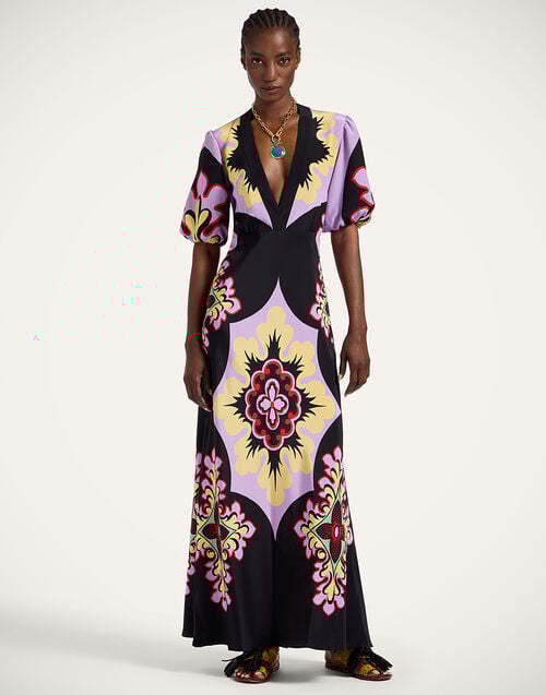 La Doublej Marlene Dress Palazzo Placée Lilac In Crepe De Chine