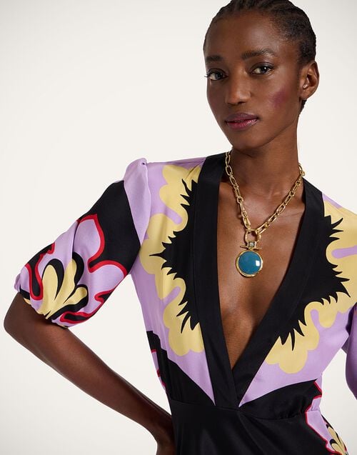 La Doublej Marlene Dress Palazzo Placée Lilac In Crepe De Chine