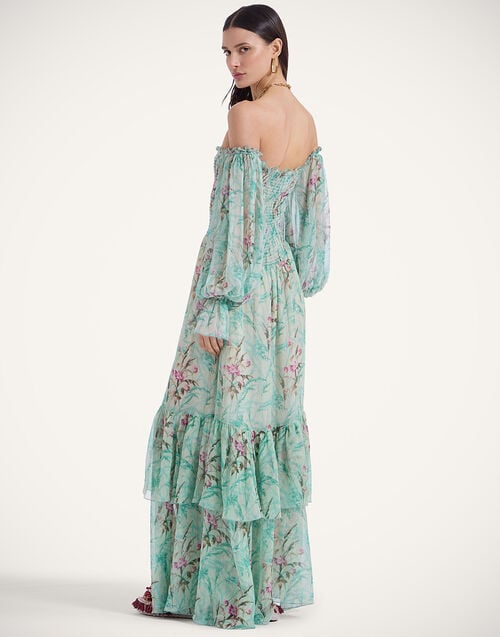 La Doublej Mayflower Dress Heath Mint In Silk Crepon