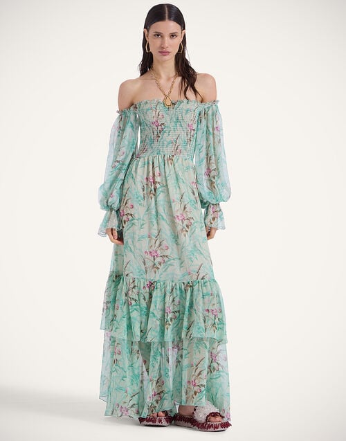 La Doublej Mayflower Dress Heath Mint In Silk Crepon