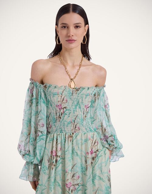 La Doublej Mayflower Dress Heath Mint In Silk Crepon