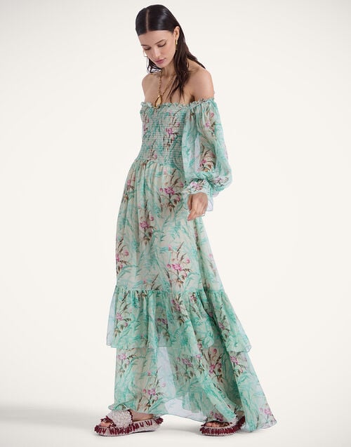 la doublej Mayflower Dress Heath Mint in Silk Crepon