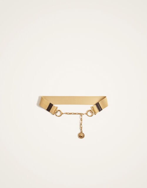 La Doublej Medallion Belt Solid Ecru In Golden Brass