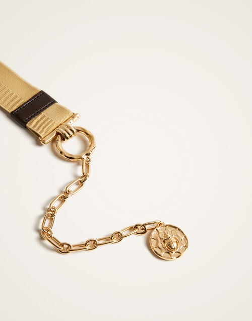 La Doublej Medallion Belt Solid Ecru In Golden Brass