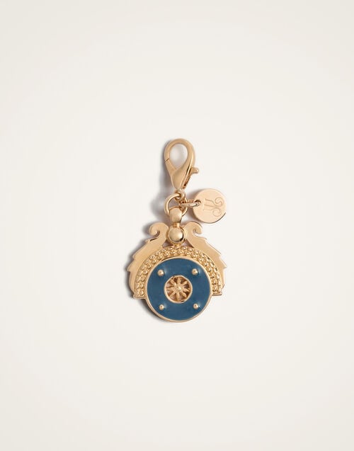 La Doublej Medallion Charm 24k Gold Plate & Blue Enamel