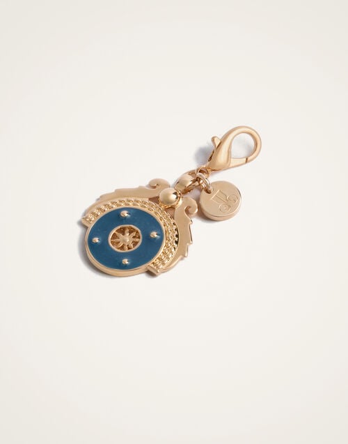 La Doublej Medallion Charm 24k Gold Plate & Blue Enamel