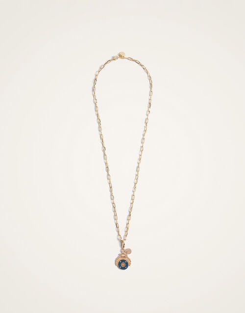 La Doublej Medallion Charm 24k Gold Plate & Blue Enamel