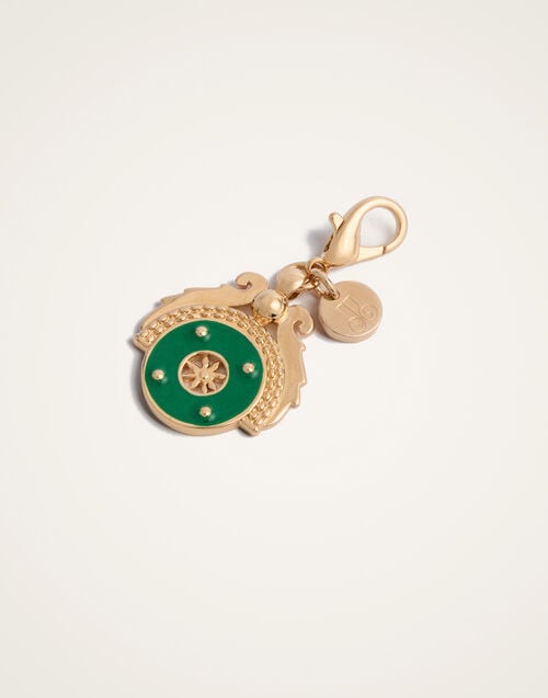 La Doublej Medallion Charm 24k Gold Plate & Green Enamel