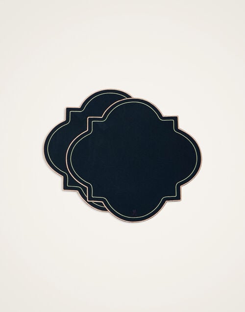 la doublej Medallion Placemats Set Of 2 Solid Navy in Dralon