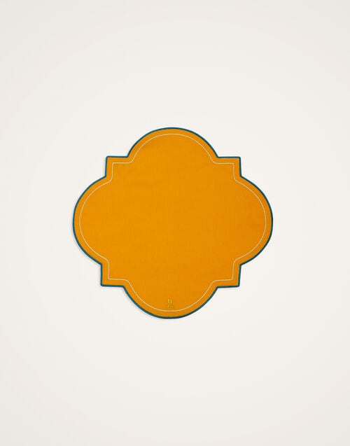 La Doublej Medallion Placemats Set Of 2 Solid Yellow In Dralon