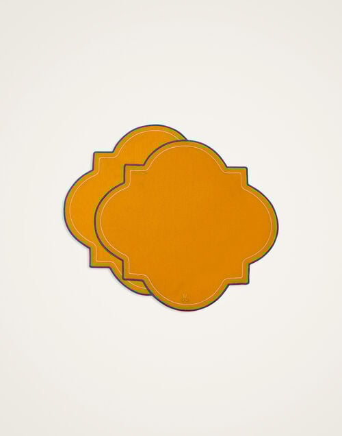 la doublej Medallion Placemats Set Of 2 Solid Yellow in Dralon