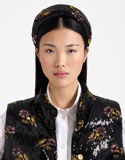 la doublej Medici Headband Mayfair Black in Paillettes
