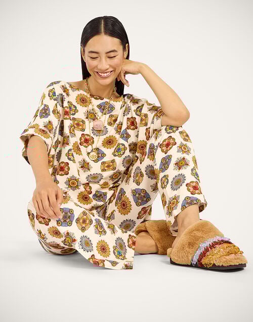 La Doublej Meditation Pants Nucleus Off White In Stretch Fleece