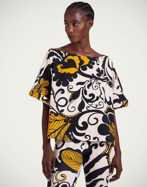 La Doublej Meditation Tee Marea Black & White In Stretch Fleece